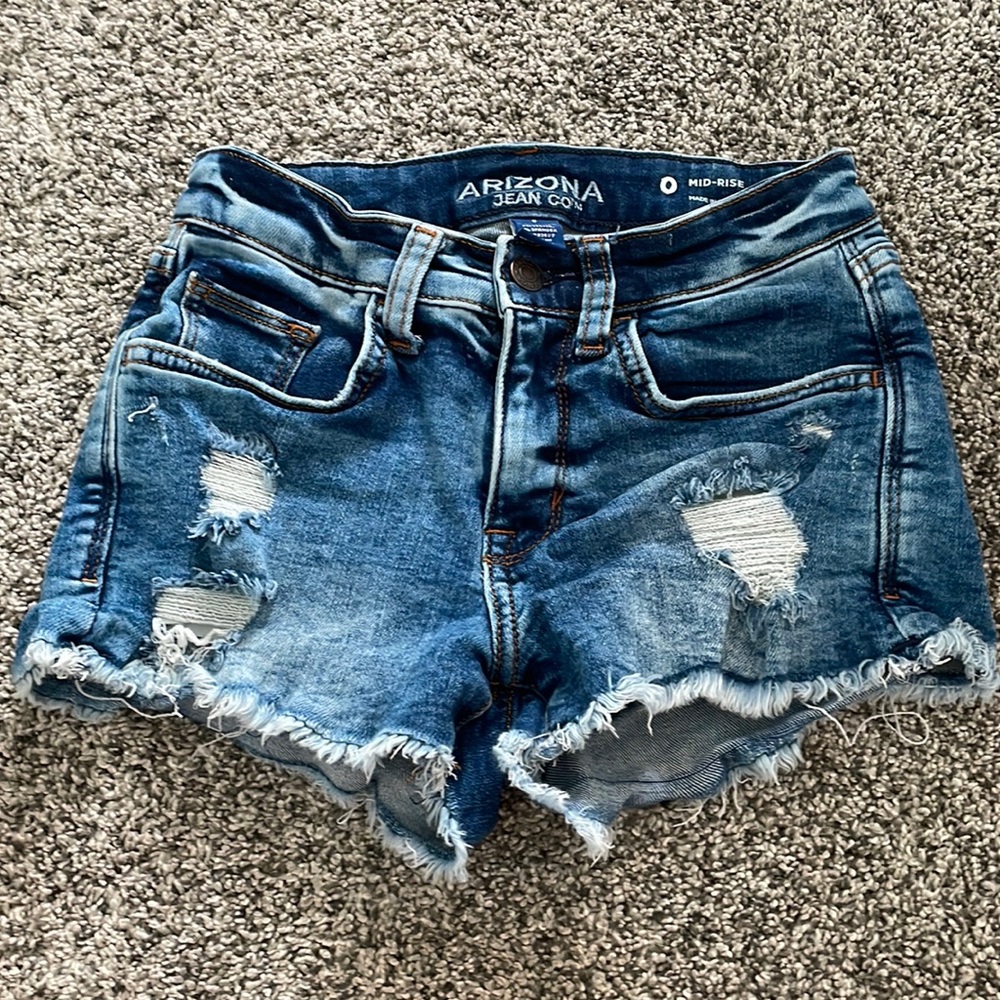 Arizona Jean co Jean shorts, size 0, used but no stains or problems, mid rise
